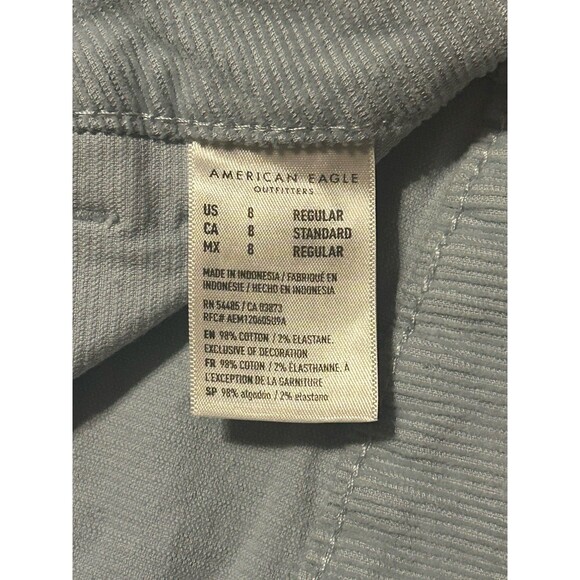 American Eagle Blue Corduroy Button-Front Mini Skirt Size 8 Super Stretch - Picture 4 of 5